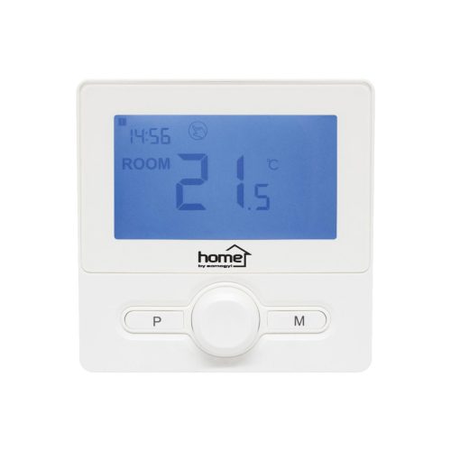 Somogyi THE25W vezetékes szobatermosztát, LCD kijelző, ablaknyitás érzékelés, fagyvédelem, elemes (2xAAA)